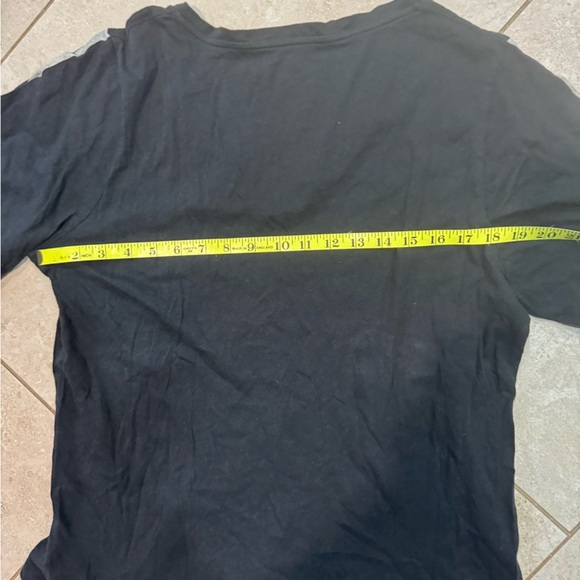 ba&sh Black V-Neck Tee with Gray Stripes - Picture 5 of 5